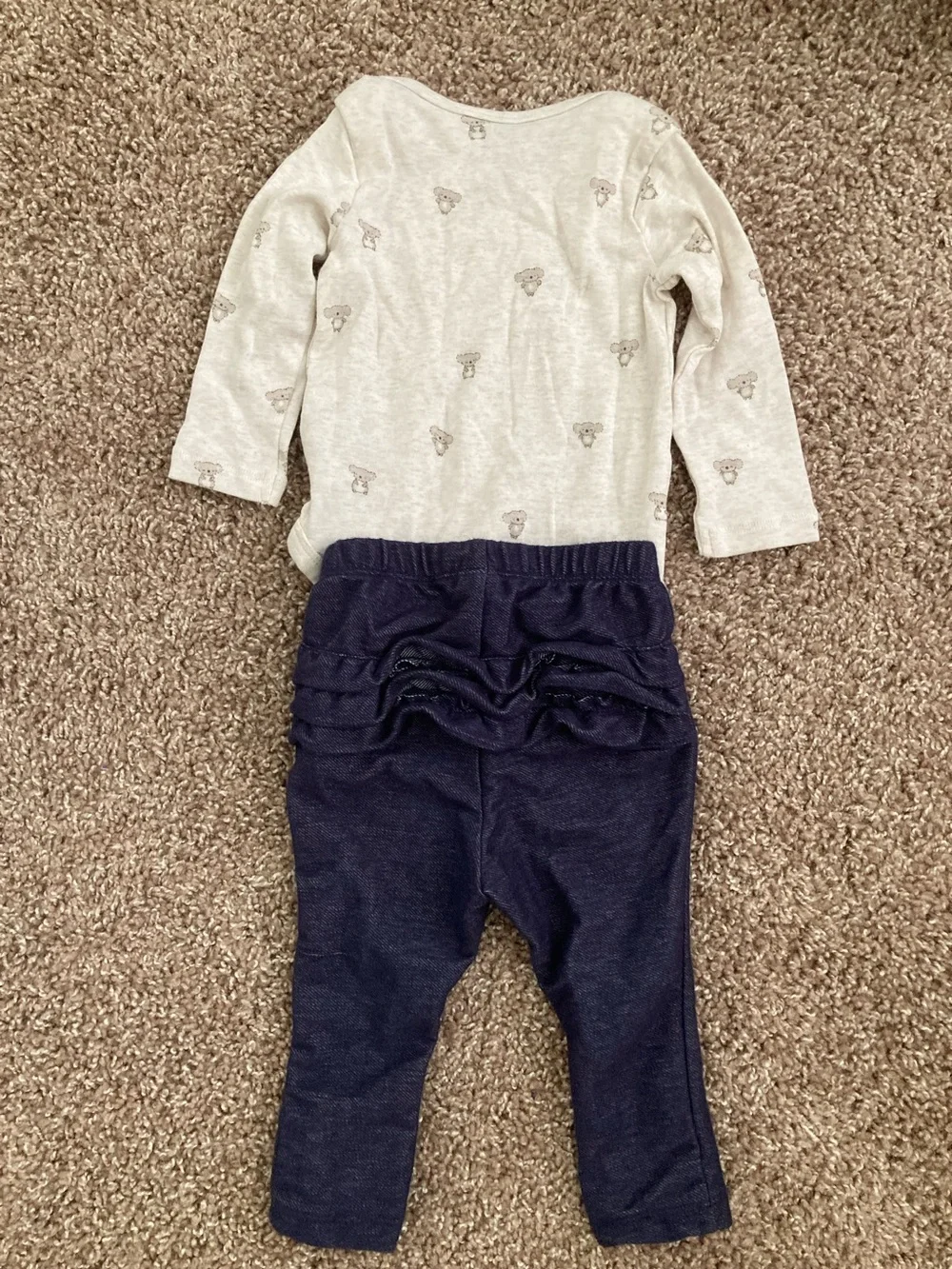 5 piece LOT: sleep-sack, 2 legging, 2 bodysuits, 1 long- & 1 short-sleeve, 6 mo.